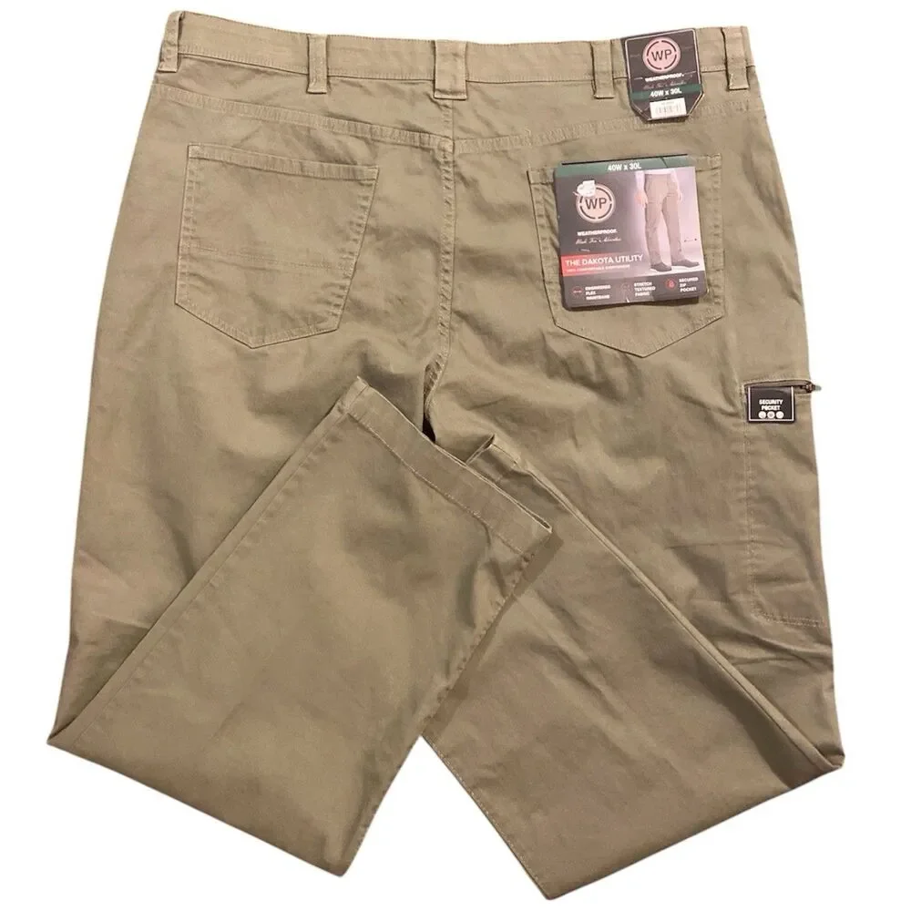 Weather Proof Dakota Utility Pants Men’s 40X30 Green Work Casual Stretch Trouser